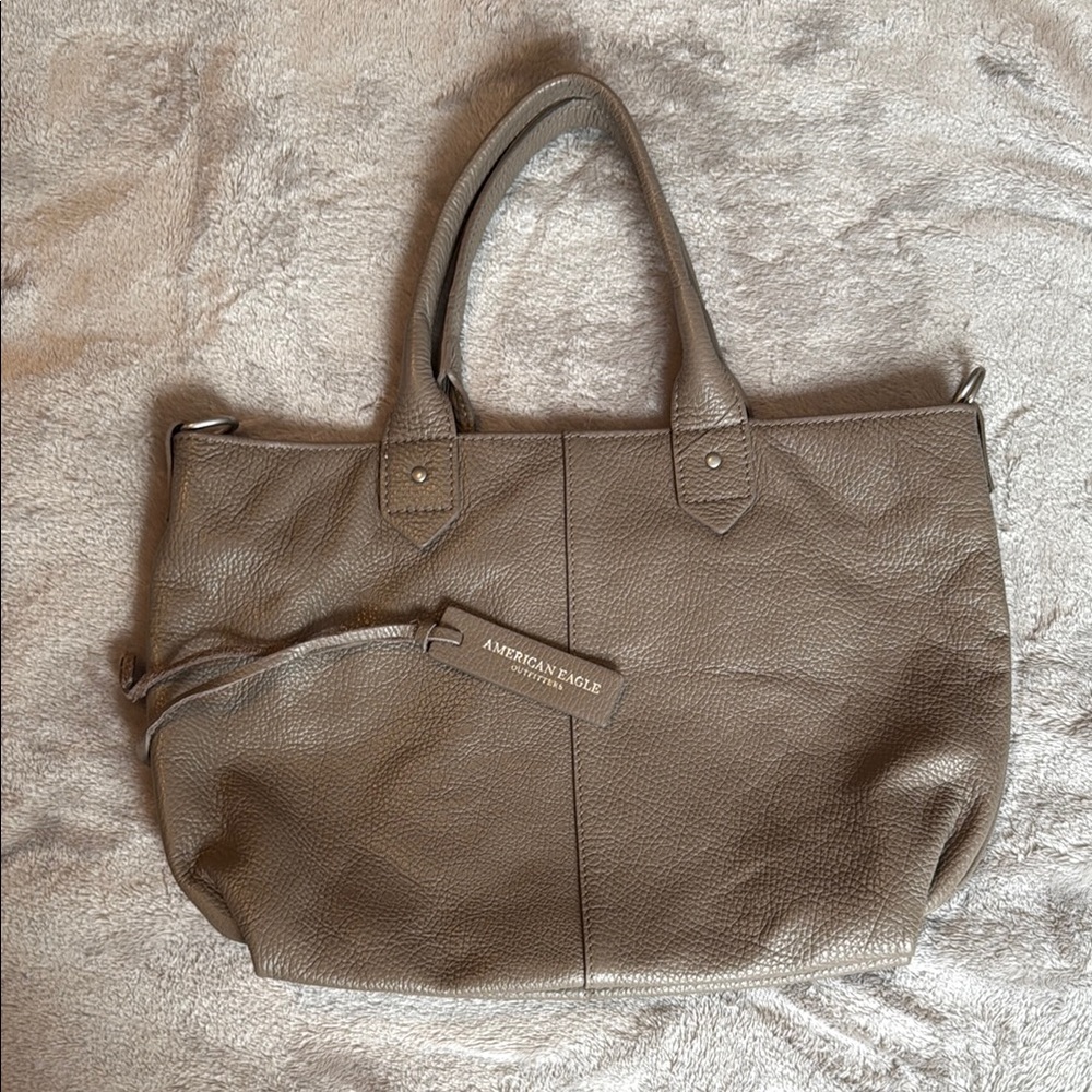 American Eagle Grey Leather Handbag